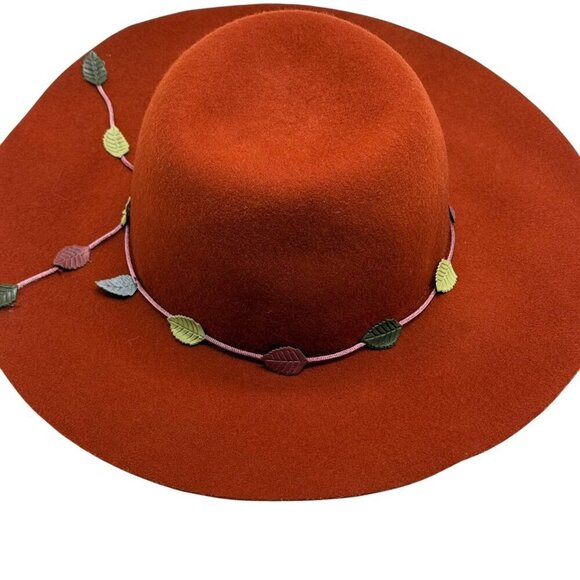 Vintage Banash Womens Hat 100 Wool Burnt Orange Leaves Packable - Picture 3 of 7